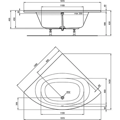 Ideal Standard Eck-Badewanne Hotline 1400 Mm X 1400 Mm Weiß 4 Ideal Standard Eck-Badewanne Hotline 1400 Mm X 1400 Mm Weiß – Bild 2