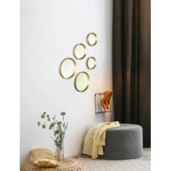 Mirrors & More Dekospiegel 5er-Set Lia Schwarz-Gold Ø 25, 23, 18 Und 2x 15 Cm -Badezimmer Zu Hause 251820301297 11006800 1 5