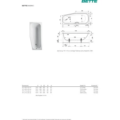 Bette Badewanne Bambino 157 X 65 Cm Fußende Links Weiß 4 Bette Badewanne Bambino 157 X 65 Cm Fußende Links Weiß – Bild 2