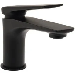 AquaSu Waschtischarmatur Orva Mit Schaftventil Schwarz Tief