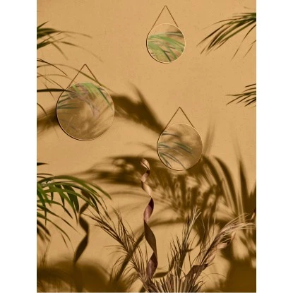 Wandspiegel-Set Safari Lodge Metall Gold 3-tgl. 4 Wandspiegel-Set Safari Lodge Metall Gold 3-tgl. – Bild 2