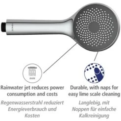 Wenko Duschkopf Watersaving Kunststoff (ABS) 9.5 X 9.5 Cm Chrom -Badezimmer Zu Hause 4008838277690 1068 AI 01