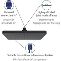 Wenko Kopfbrause ABS Kunststoff 17 X 25 Cm Schwarz -Badezimmer Zu Hause 4008838355442 1068 AI 01