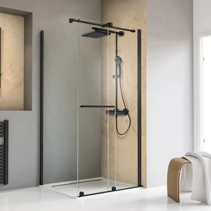 Schulte Schiebetür Toura Mit Seitenwand L 200 X 120 X 90 Cm Schwarz Klar Hell 3 Schulte Schiebetür Toura Mit Seitenwand L 200 X 120 X 90 Cm Schwarz Klar Hell