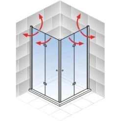 Schulte ExpressPlus Drehfalttür Eckeinstieg Garant 2.0 Alu-Natur 200 Cm X 80 Cm -Badezimmer Zu Hause 4060991076060 2053 AI 03