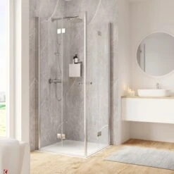 Schulte ExpressPlus Drehfalttür Eckeinstieg Garant 2.0 Chromoptik 200 X 100 Cm