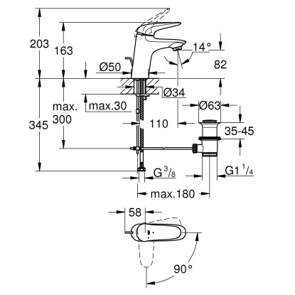 Grohe Einhand-Waschtischbatterie Eurostyle S-Size Mit Temperaturbegrenzer Chrom 4 Grohe Einhand-Waschtischbatterie Eurostyle S-Size Mit Temperaturbegrenzer Chrom – Bild 2