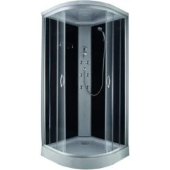 Komplettdusche Mit Schiebetür Schwarz 215 Cm X 90 Cm X 90 Cm