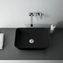 Maximus Aufsatzwaschbecken 45,5 Cm Reni Keramik Schwarz -Badezimmer Zu Hause 5907546859640 4807 3