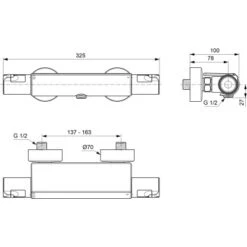 Ideal Standard Brausethermostat Ceratherm T50 Aufputz Mit Ablage Chrom -Badezimmer Zu Hause 611782 3049 6