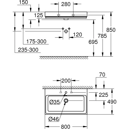 Grohe Waschtisch Cube Keramik 80 Cm Alpinweiß Mit Hahnloch Und Überl. PureGuard 5 Grohe Waschtisch Cube Keramik 80 Cm Alpinweiß Mit Hahnloch Und Überl. PureGuard – Bild 3