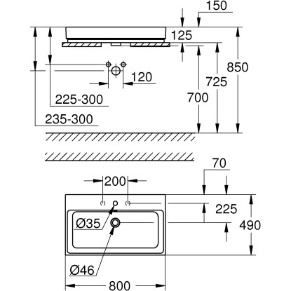 Grohe Aufsatzwaschbecken Cube Keramik 80 Cm Alpinweiß Hahnloch Überl. PureGuard 5 Grohe Aufsatzwaschbecken Cube Keramik 80 Cm Alpinweiß Hahnloch Überl. PureGuard – Bild 3