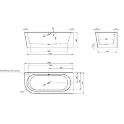 Ottofond Eck-Badewanne Modena Corner Links 178 Cm Schwarz-Weiß -Badezimmer Zu Hause 8203135 3209 3