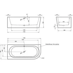Ottofond Eck-Badewanne Modena Corner Rechts 178 Cm Schwarz-Weiß -Badezimmer Zu Hause 8203192 3209 3