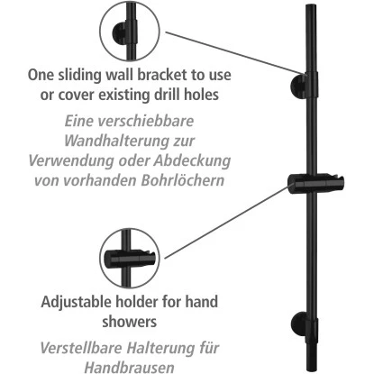 Wenko Duschstange Basic Schwarz 4 Wenko Duschstange Basic Schwarz – Bild 2