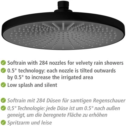 Wenko Regenduschkopf Ultimate Shower Schwarz/Grau Ø 25 Cm 6 Wenko Regenduschkopf Ultimate Shower Schwarz/Grau Ø 25 Cm – Bild 4