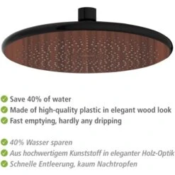 Wenko Regenduschkopf Watersaving Wood Ø 22,5 Cm -Badezimmer Zu Hause 903683 1068 05