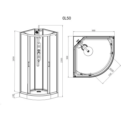 Sanotechnik Komplettdusche Epic Rund Schwarz 235 Cm X 90 Cm X 90 Cm 4 Sanotechnik Komplettdusche Epic Rund Schwarz 235 Cm X 90 Cm X 90 Cm – Bild 2