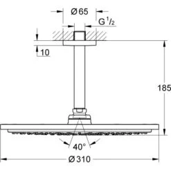 Grohe Kopfbrause-Set Mit Deckenauslass Rainshower Cosmopolitan 310 Hard Graphite -Badezimmer Zu Hause 964654 4520 1687642