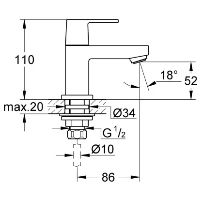 Grohe Kaltwasser-Standventil Eurocube XS-Size Chrom 4 Grohe Kaltwasser-Standventil Eurocube XS-Size Chrom – Bild 2